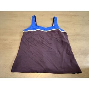 blue black textured LANDS END swimsuit top tankini size  14